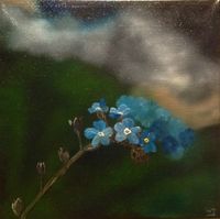 Blaue Blume,40 x 40, &Ouml;l, 2014